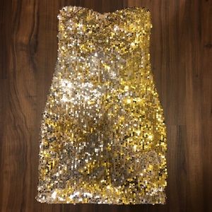 Gold/Silver Sequin strapless Arden B mini dress